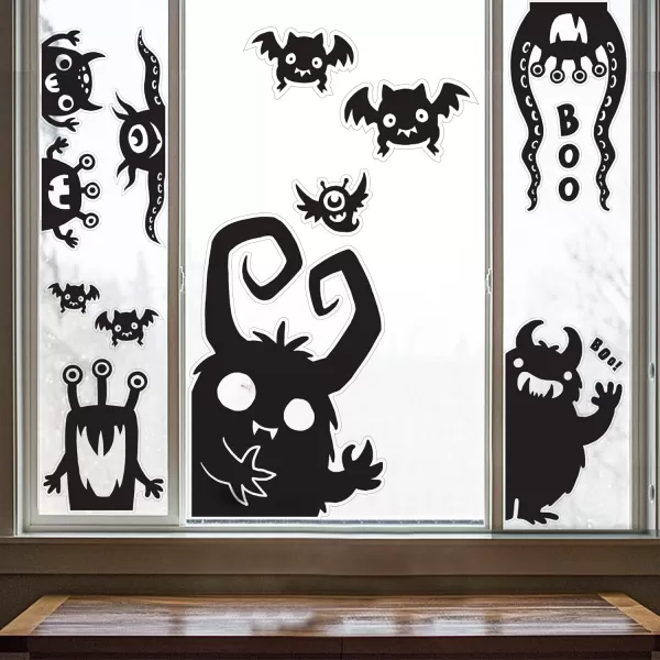 imageJOYIN Halloween Decorations Window Clings  Hallowmas Monster Window Covers Novelty Cute Wiggly Monster Window Decal Stickers for Halloween Party Decoration Party Supplies Decor Window Decoration