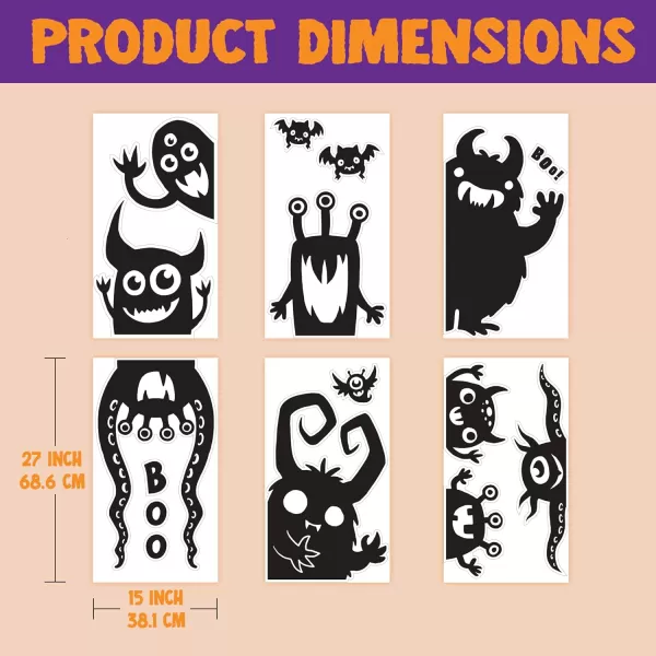 imageJOYIN Halloween Decorations Window Clings  Hallowmas Monster Window Covers Novelty Cute Wiggly Monster Window Decal Stickers for Halloween Party Decoration Party Supplies Decor Window Decoration