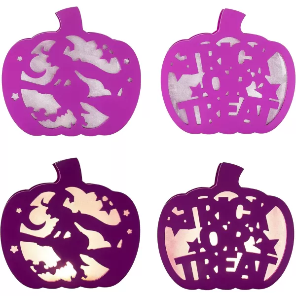 imageJOYIN Halloween Lighted Pumpkin Shadow Box Pumpkin Decoration DoubleSided LED Pumpkin Lamp Lantern Table Decor Pumpkin Night Light for Kitchen Dining Bedroom Halloween Party Supplies Purple