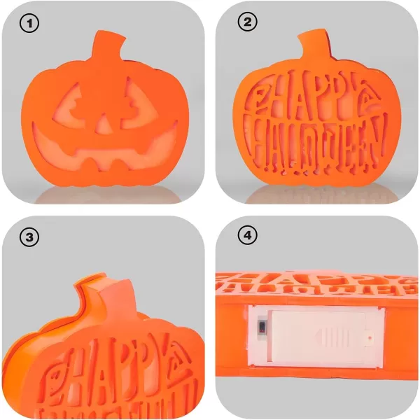 imageJOYIN Halloween Pumpkin Shadow Box TwoSided Light Up Halloween Pumpkin Decoration with LED Lights for Halloween IndoorOutdoor Decor and Halloween Holiday Party Lighted Pumpkin Shadow Box
