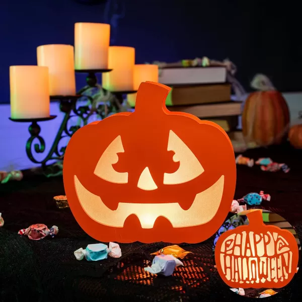 imageJOYIN Halloween Pumpkin Shadow Box TwoSided Light Up Halloween Pumpkin Decoration with LED Lights for Halloween IndoorOutdoor Decor and Halloween Holiday Party Lighted Pumpkin Shadow Box