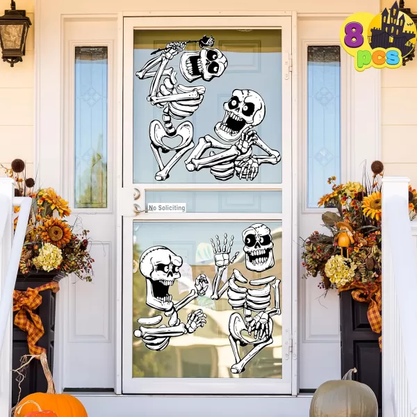 imageJOYIN Halloween Window Clings Decorations Halloween Skeleton Window Stickers Window Clings Window Decal for Halloween Windows Glass Walls Halloween Windows Decorations Haunted House Party Supplies