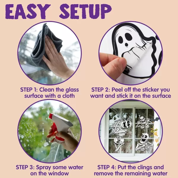 imageJOYIN Halloween Window Clings Decorations Halloween Skeleton Window Stickers Window Clings Window Decal for Halloween Windows Glass Walls Halloween Windows Decorations Haunted House Party Supplies