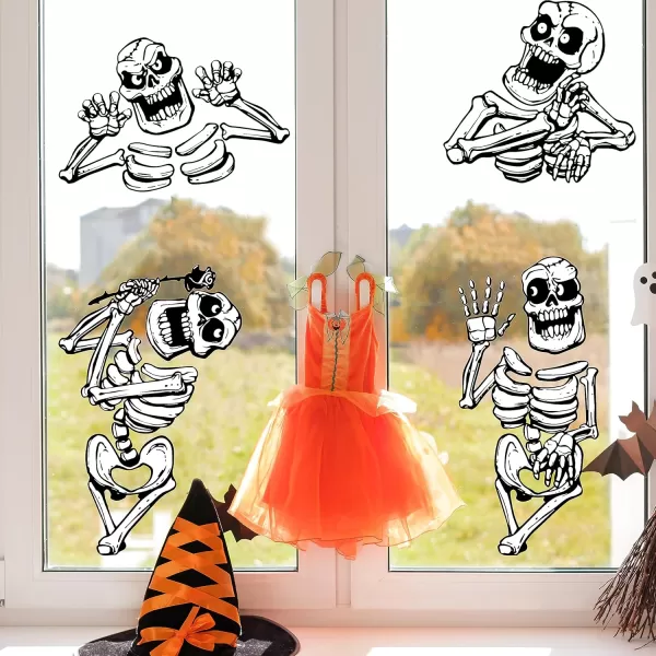 imageJOYIN Halloween Window Clings Decorations Halloween Skeleton Window Stickers Window Clings Window Decal for Halloween Windows Glass Walls Halloween Windows Decorations Haunted House Party Supplies