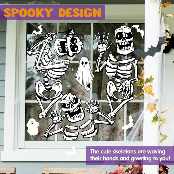 imageJOYIN Halloween Window Clings Decorations Halloween Skeleton Window Stickers Window Clings Window Decal for Halloween Windows Glass Walls Halloween Windows Decorations Haunted House Party Supplies