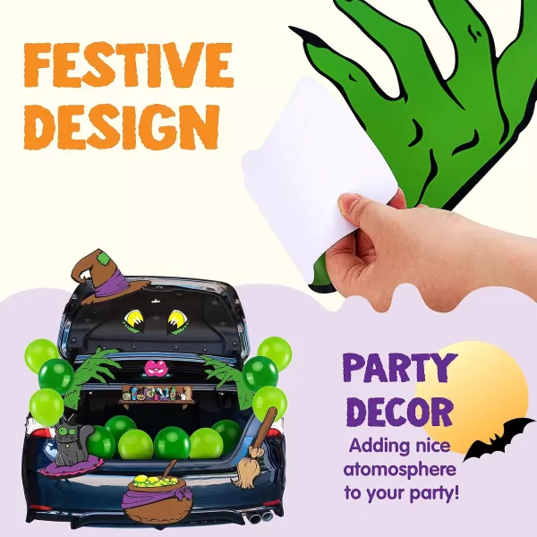 imageJOYIN Halloween Witch Trunk or Treat Car Decorations Kit for SUV Witch hat Balloons Cauldron Witch Broom Black Cat Car Stickers Vehicle Van Garage Door Entryway Archway Halloween Decorations OutsideClassic Witch