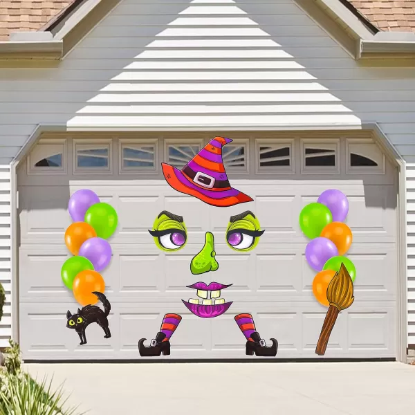 imageJOYIN Halloween Witch Trunk or Treat Car Decorations Kit for SUV Witch hat Balloons Cauldron Witch Broom Black Cat Car Stickers Vehicle Van Garage Door Entryway Archway Halloween Decorations OutsideCute Witch