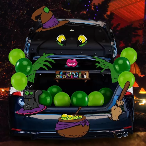 imageJOYIN Halloween Witch Trunk or Treat Car Decorations Kit for SUV Witch hat Balloons Cauldron Witch Broom Black Cat Car Stickers Vehicle Van Garage Door Entryway Archway Halloween Decorations OutsideClassic Witch