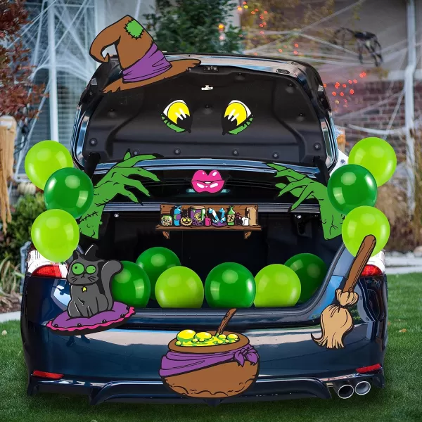 imageJOYIN Halloween Witch Trunk or Treat Car Decorations Kit for SUV Witch hat Balloons Cauldron Witch Broom Black Cat Car Stickers Vehicle Van Garage Door Entryway Archway Halloween Decorations OutsideClassic Witch