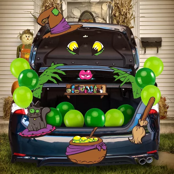 imageJOYIN Halloween Witch Trunk or Treat Car Decorations Kit for SUV Witch hat Balloons Cauldron Witch Broom Black Cat Car Stickers Vehicle Van Garage Door Entryway Archway Halloween Decorations OutsideClassic Witch