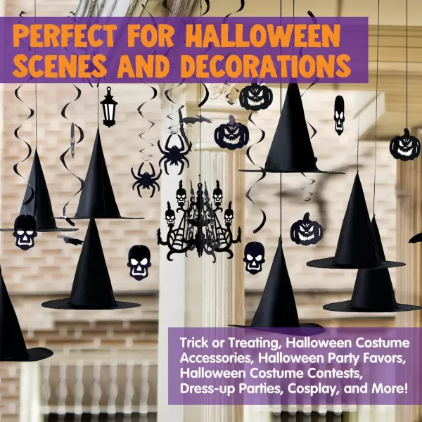 imageJOYIN Hanging Swirl Halloween Decorations Indoor Witch Hats Ghost Chandelier Bat Lantern Spider Pumpkin Skull Ceiling Streamers Party Supplies Wall Halloween Decor Ornaments