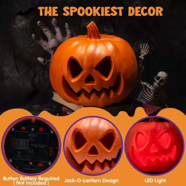 imageJOYIN Light Up Plastic Pumpkins Halloween Decorations Jack O Lantern Decor JackoLantern Trick Or Treat Table Top Party Supplies Favors Yard Lawn Garden Outdoor Pumpkins for Porch