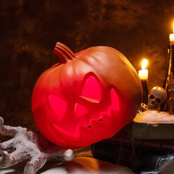 imageJOYIN Light Up Plastic Pumpkins Halloween Decorations Jack O Lantern Decor JackoLantern Trick Or Treat Table Top Party Supplies Favors Yard Lawn Garden Outdoor Pumpkins for Porch