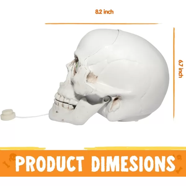 imageJOYIN Skull Halloween Decorations Indoor Table Desk Home Decor Haunted House Halloween Animatronics Sound Activated LED Lights Up Eyes Party Supplies Animated Skull Scary Moving Eyeballs