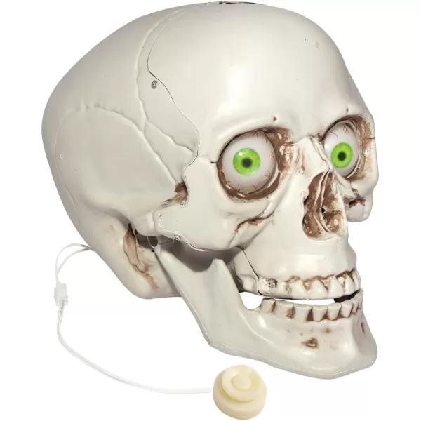 imageJOYIN Skull Halloween Decorations Indoor Table Desk Home Decor Haunted House Halloween Animatronics Sound Activated LED Lights Up Eyes Party Supplies Animated Skull Scary Moving Eyeballs
