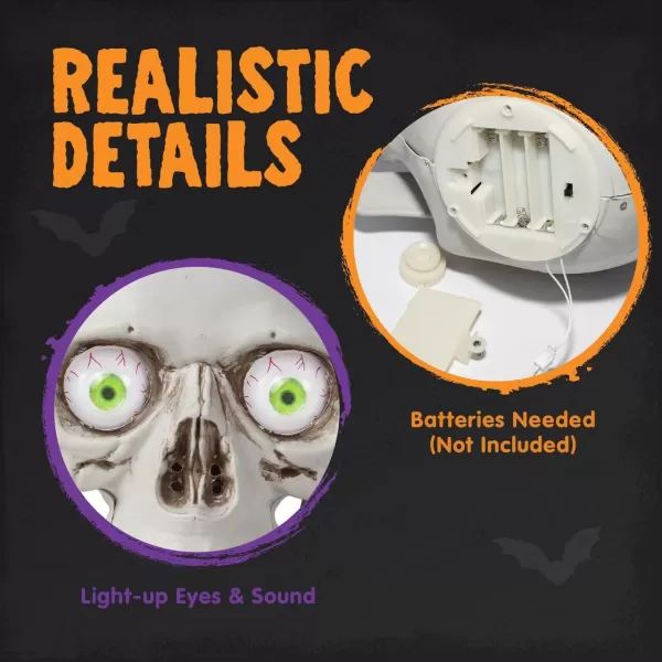imageJOYIN Skull Halloween Decorations Indoor Table Desk Home Decor Haunted House Halloween Animatronics Sound Activated LED Lights Up Eyes Party Supplies Animated Skull Scary Moving Eyeballs