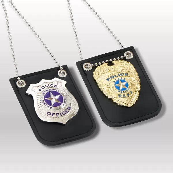 imageSpooktacular Creations Halloween Police Pretend Play Gold and Silver Set for Dress Up Pretend Play Detective Role Play Accessory