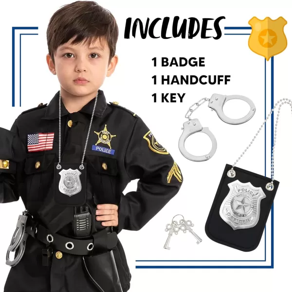 imageSpooktacular Creations Kids Police Pretend Play Toy Set Police Costume Accessories with Swat Badge Kids Handcuff and Keys for Detective Dress Up Role Play Stocking Birthday Party Favor Supplies