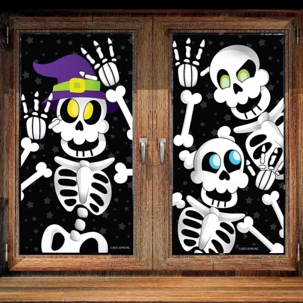 imageJOYIN 4 Pcs 30x60 Window Cover Covers Halloween Decorations Indoor Window Home Decor Haunted House Halloween Stickers Party Supplies Favors Garage Door Window Wall Cover Trick or Treat Cute Skeleton