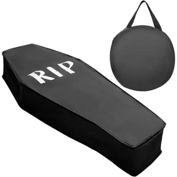imageJOYIN 63 Pop Up Coffin Decor Halloween Decorations Outdoor Indoor Life Size Casket with Lid Collapsible Fake Coffin Scary Haunted House Graveyard Lawn Garden Cemetery Decor Party Supplies Prop
