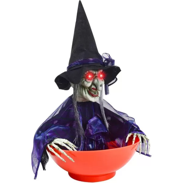 imageJOYIN Halloween Candy Bowl Dish Witch Decor Halloween Decorations Indoor Haunted House Halloween Home Decor Animatronics Animated LED Lights Eyes Creepy Scary Sound Activated Trick Or TreatWitch
