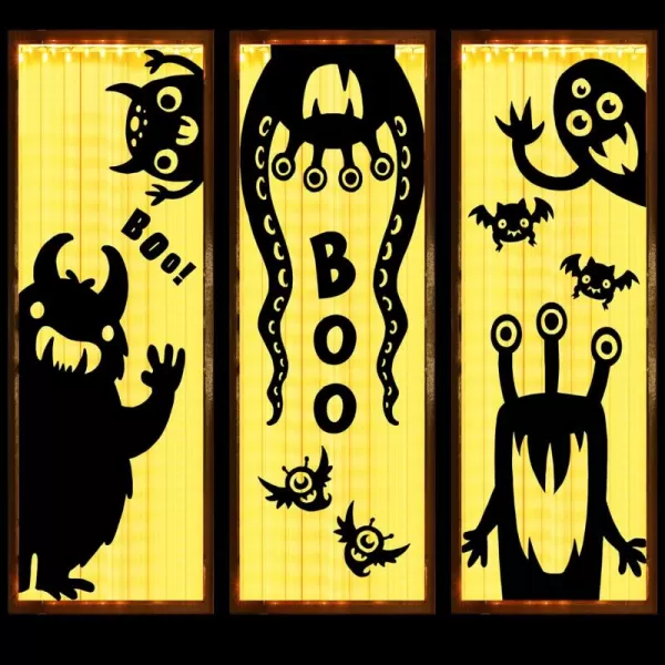 imageJOYIN Halloween Decorations Window Clings  Hallowmas Monster Window Covers Novelty Cute Wiggly Monster Window Decal Stickers for Halloween Party Decoration Party Supplies Decor Window Decoration