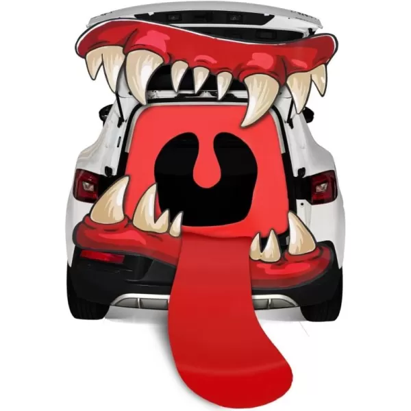 imageJOYIN Halloween Trunk Or Treat Car Decorations Kit Halloween Decorations Outdoor Indoor Big Mouth Monster Car Stickers Haunted House SUV Trunk Archway Car Garage Lawn Balloons