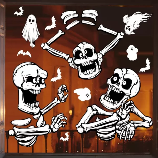 imageJOYIN Halloween Window Clings Decorations Halloween Skeleton Window Stickers Window Clings Window Decal for Halloween Windows Glass Walls Halloween Windows Decorations Haunted House Party Supplies
