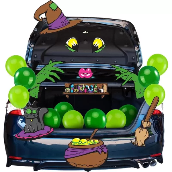 imageJOYIN Halloween Witch Trunk or Treat Car Decorations Kit for SUV Witch hat Balloons Cauldron Witch Broom Black Cat Car Stickers Vehicle Van Garage Door Entryway Archway Halloween Decorations OutsideClassic Witch