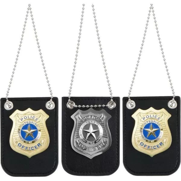imageSpooktacular Creations Halloween Police Pretend Play Gold and Silver Set for Dress Up Pretend Play Detective Role Play Accessory