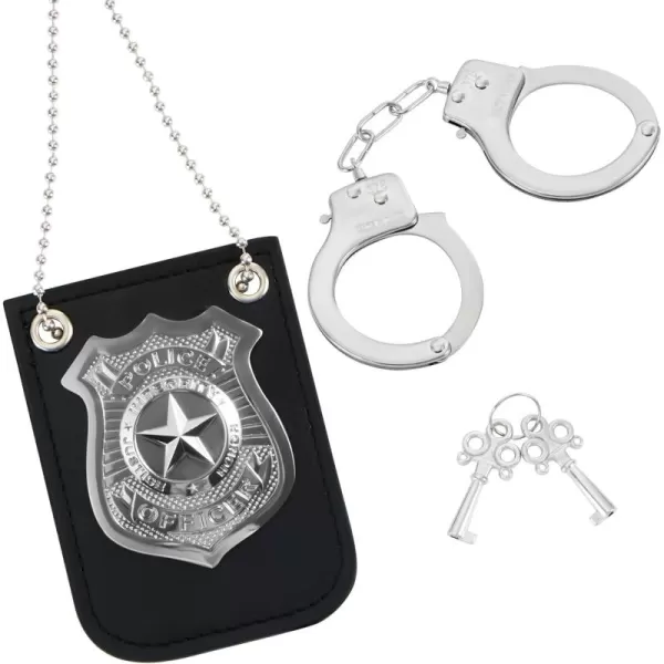 imageSpooktacular Creations Kids Police Pretend Play Toy Set Police Costume Accessories with Swat Badge Kids Handcuff and Keys for Detective Dress Up Role Play Stocking Birthday Party Favor Supplies