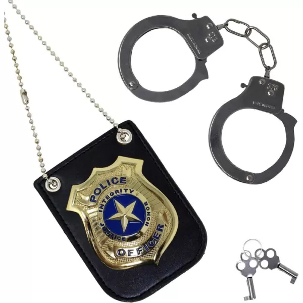 imageSpooktacular Creations Police Pretend Play Toy Set for School Classroom Dress Up Pretend Play Detective Role Play Accessory Easter Basket Stuffers Birthday Party Favor SuppliesGold