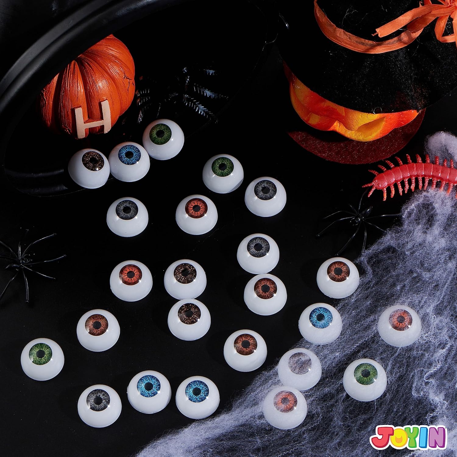 imageJOYIN 24 PCS Halloween Scary Realistic Eyes 12 Pair Hollow Plastic Eyeballs for Halloween Trick or Treat Party Craft Decoration Horror Prop Decoration