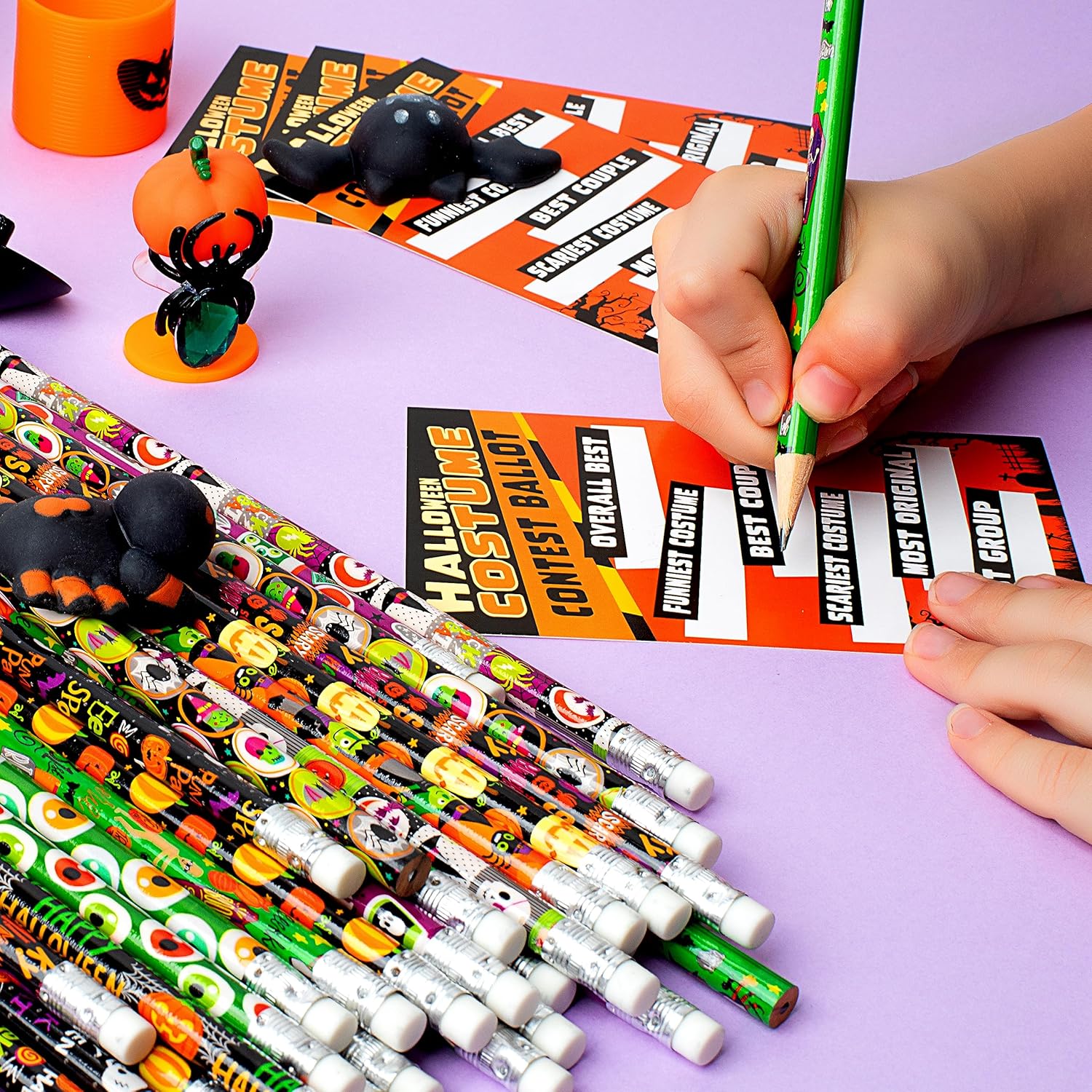 imageJOYIN 48PCS Halloween Pencils Bulk with Eraser Colorful Fall Pencil Halloween Themed Stationery Set 12 Design Pencil Assortment for Kid Girl Boy Halloween Party Favor Supplies Classroom Gift PrizeCute Halloween Pencils
