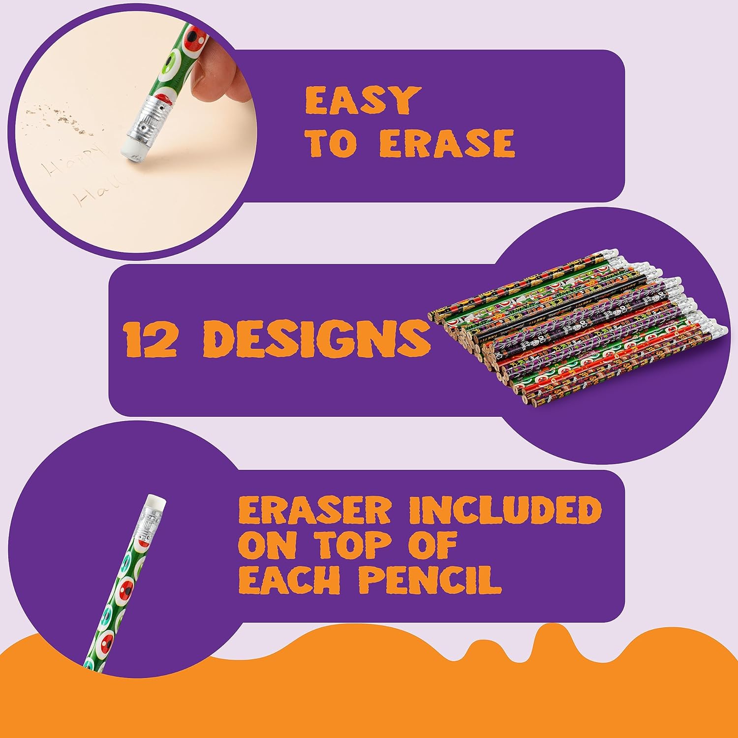 imageJOYIN 48PCS Halloween Pencils Bulk with Eraser Colorful Fall Pencil Halloween Themed Stationery Set 12 Design Pencil Assortment for Kid Girl Boy Halloween Party Favor Supplies Classroom Gift PrizeCute Halloween Pencils