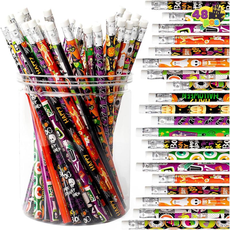 imageJOYIN 48PCS Halloween Pencils Bulk with Eraser Colorful Fall Pencil Halloween Themed Stationery Set 12 Design Pencil Assortment for Kid Girl Boy Halloween Party Favor Supplies Classroom Gift PrizeCute Halloween Pencils