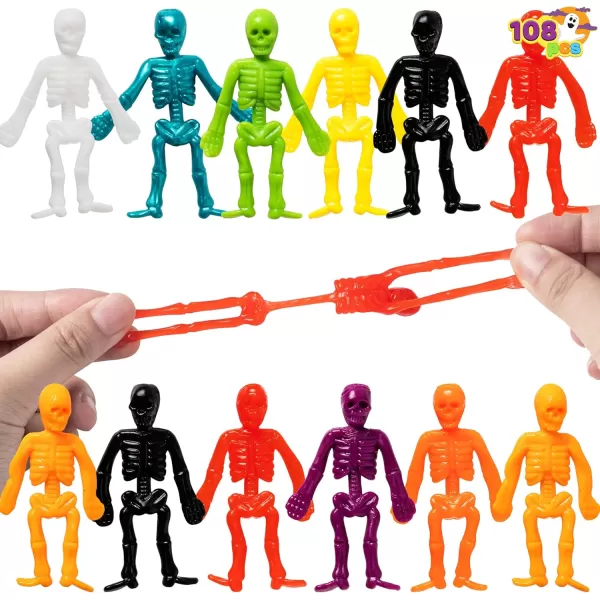 imageJOYIN 108 PCS Halloween Stretchy Skeletons Halloween Sticky Hands Toys Bulk for Halloween Party Favors Decorations Kids Student School Classroom Favors Carnival Game Prizes Goodie Bag Fillers