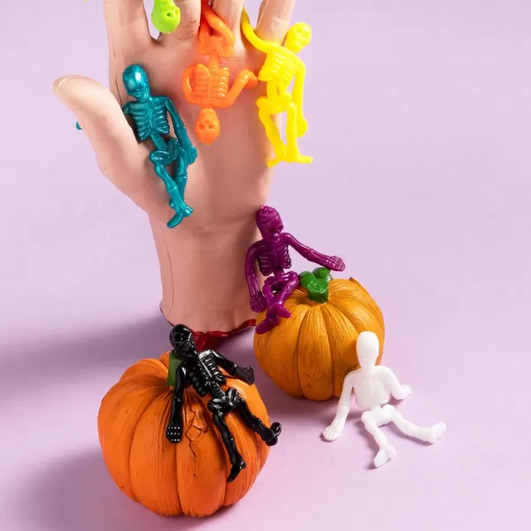 imageJOYIN 108 PCS Halloween Stretchy Skeletons Halloween Sticky Hands Toys Bulk for Halloween Party Favors Decorations Kids Student School Classroom Favors Carnival Game Prizes Goodie Bag Fillers