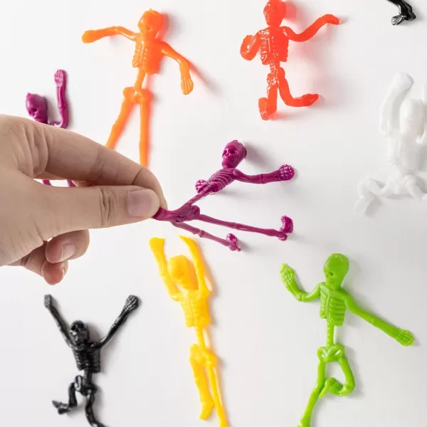 imageJOYIN 108 PCS Halloween Stretchy Skeletons Halloween Sticky Hands Toys Bulk for Halloween Party Favors Decorations Kids Student School Classroom Favors Carnival Game Prizes Goodie Bag Fillers