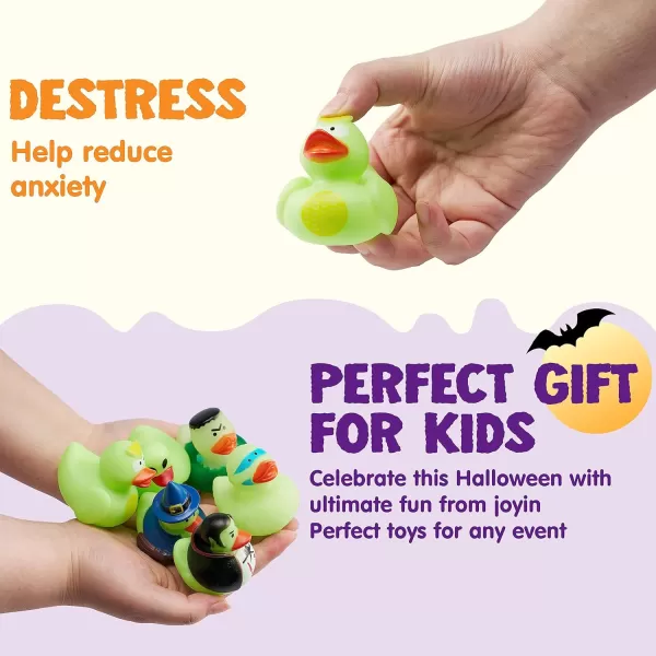 imageJOYIN 12 PCS Halloween Glow Ducks Bath Toys Rubber Duckies for Trick or Treating Goodie Bag Fillers Glow in The Dark Ducky Duck for Halloween Party Favors Decorations School Classroom Prizes