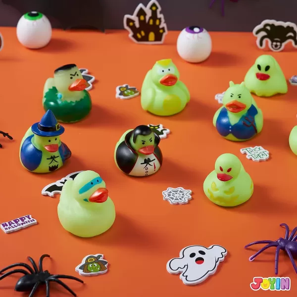 imageJOYIN 12 PCS Halloween Glow Ducks Bath Toys Rubber Duckies for Trick or Treating Goodie Bag Fillers Glow in The Dark Ducky Duck for Halloween Party Favors Decorations School Classroom Prizes