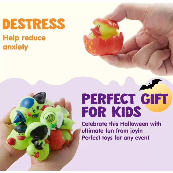imageJOYIN 12 PCS Halloween Glow Ducks Bath Toys Rubber Ducks for School Classroom Prizes Glow in The Dark Duckies for Trick or Treating Goodie Bag Fillers Halloween Party Favors Decorations