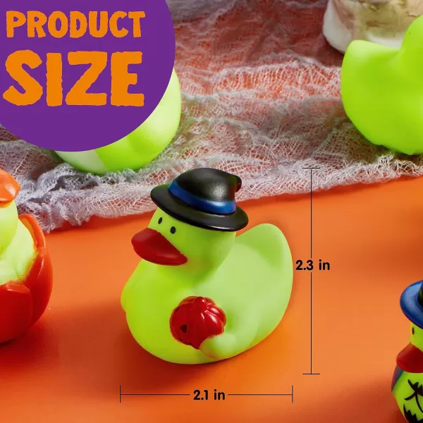 imageJOYIN 12 PCS Halloween Glow Ducks Bath Toys Rubber Ducks for School Classroom Prizes Glow in The Dark Duckies for Trick or Treating Goodie Bag Fillers Halloween Party Favors Decorations