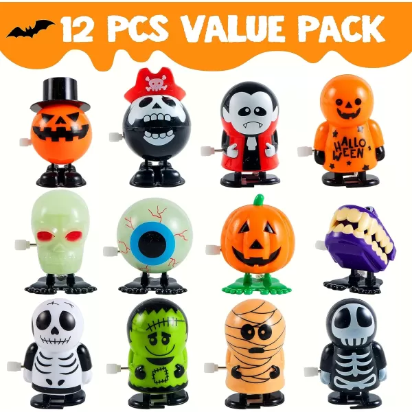 imageJOYIN 12 PCS Halloween Wind Up Toys for Kids Gifts Wind Up Toys Bulk for Halloween Party Favors Goodie Bag Fillers Student School Classroom Favors Carnival Game Prizes
