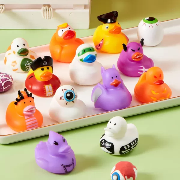 imageJOYIN 12 Pcs Glow Halloween Ducks Bath Toys LED Halloween Rubber Duckies for Kids Gift Glow in The Dark Party Favors Light Up Ducky Bulk Trick or Treats Classroom Prizes Decorations