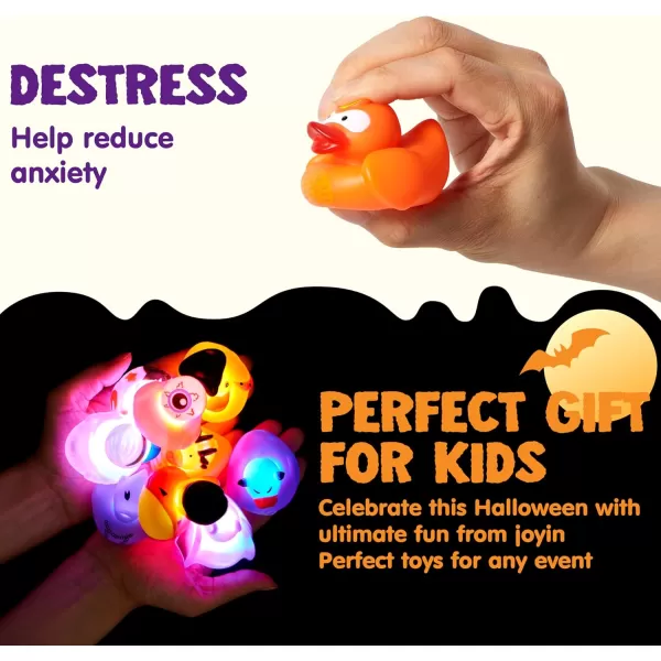 imageJOYIN 12 Pcs Glow Halloween Ducks Bath Toys LED Halloween Rubber Duckies for Kids Gift Glow in The Dark Party Favors Light Up Ducky Bulk Trick or Treats Classroom Prizes Decorations