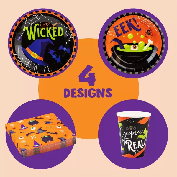 imageJOYIN 120 PCS Halloween Party Supplies Set with 30 Pcs Plastic Cups 30 Pcs 9quot Paper Plates 30 Pcs 7quot Plates and 30 Pcs Napkins Serve 30 Halloween Themed Tableware Set Party Decorations