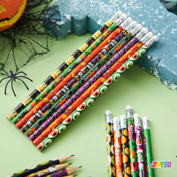 imageJOYIN 144 Pack Halloween Pencils with Eraser 12 Design Halloween Stationery Set for Kids Gift Prize Wooden Drawing Pencils Halloween Party Favor Supplies Trick or Treat Goodies Bags Filler