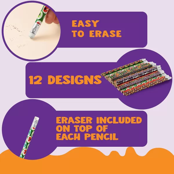 imageJOYIN 144 Pack Halloween Pencils with Eraser 12 Design Halloween Stationery Set for Kids Gift Prize Wooden Drawing Pencils Halloween Party Favor Supplies Trick or Treat Goodies Bags Filler