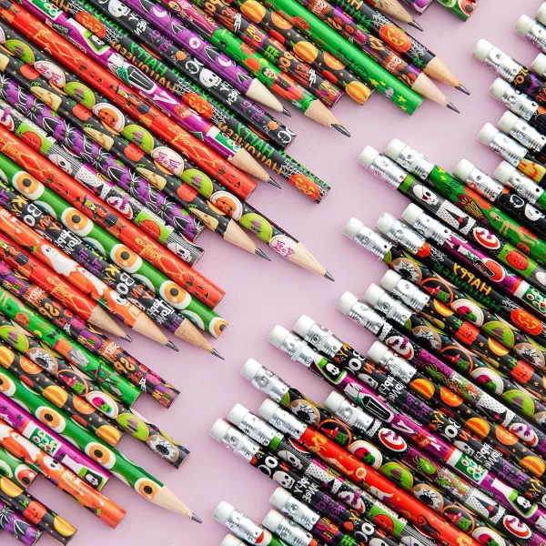 imageJOYIN 144 Pack Halloween Pencils with Eraser 12 Design Halloween Stationery Set for Kids Gift Prize Wooden Drawing Pencils Halloween Party Favor Supplies Trick or Treat Goodies Bags Filler
